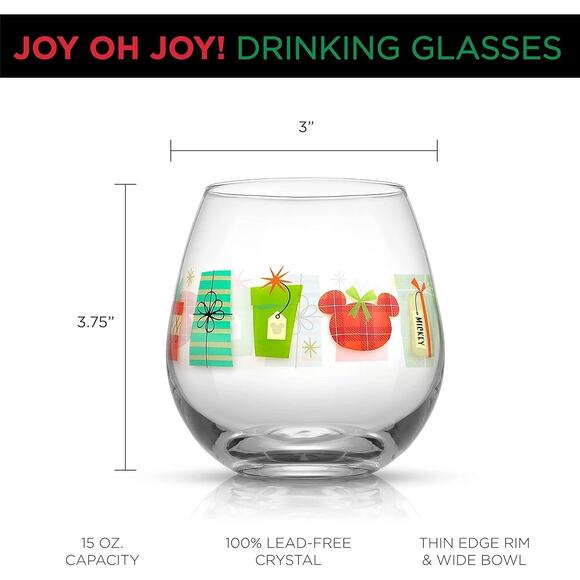 JOYJOLT NIB Disney Mickey Mouse 15 oz Drinking Glasses - Picture 3 of 9